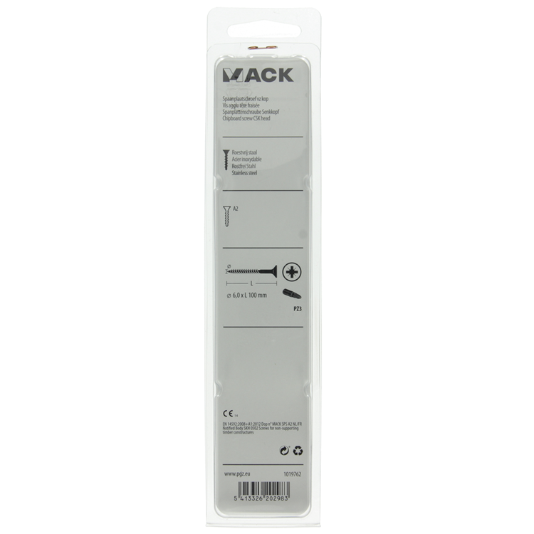 Load image into Gallery viewer, Mack 1019762 - spaanplaatschroef vz kop rvs 4 st 6,0 x 100mm | 5 stuks