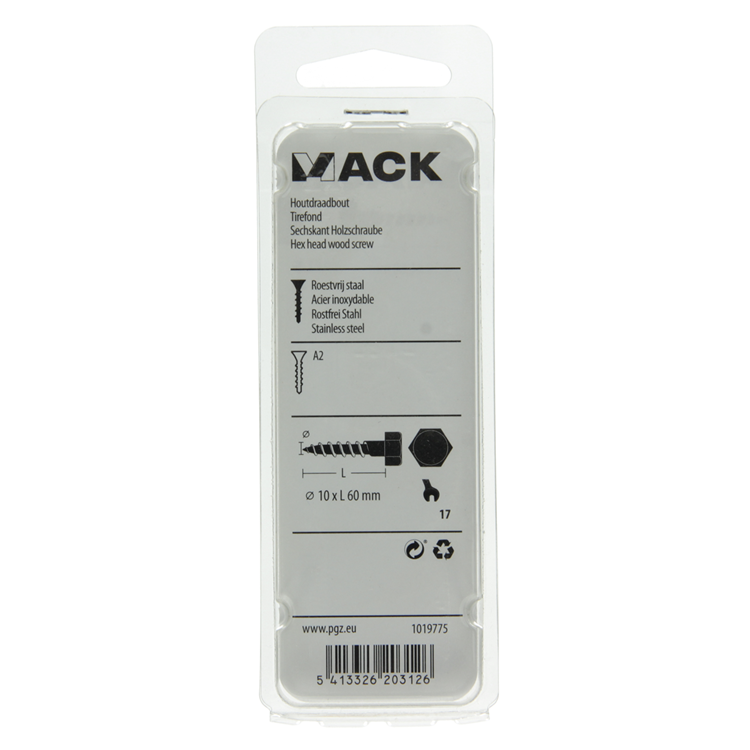 Load image into Gallery viewer, Mack 1019775 - houtdraadbout roestvrijstaal 2st 10 x 60 mm | 10 stuks