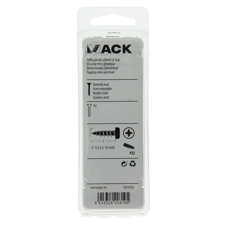 Afbeelding laden in galerijviewer, Mack 1019782 - zelftappende schroef cyl.kop a2 13 st 3,5 x 16 mm | 10 stuks