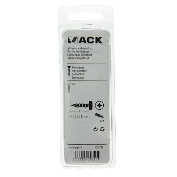Load image into Gallery viewer, Mack 1019783 - zelftappende schroef cyl.kop a2 11 st 3,5 x 22 mm | 10 stuks
