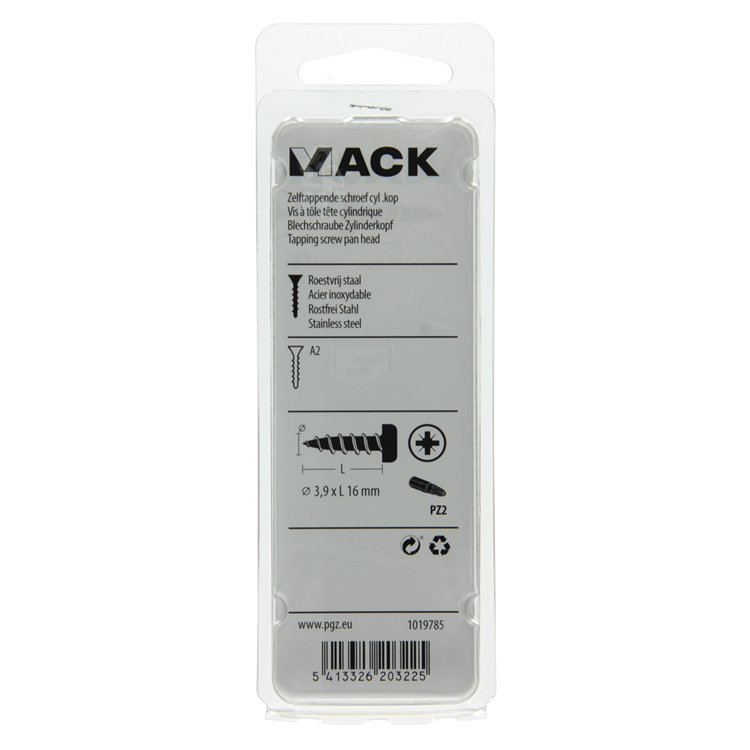 Load image into Gallery viewer, Mack 1019785 - zelftappende schroef cyl.kop a2 11 st 3,9 x 16 mm | 10 stuks