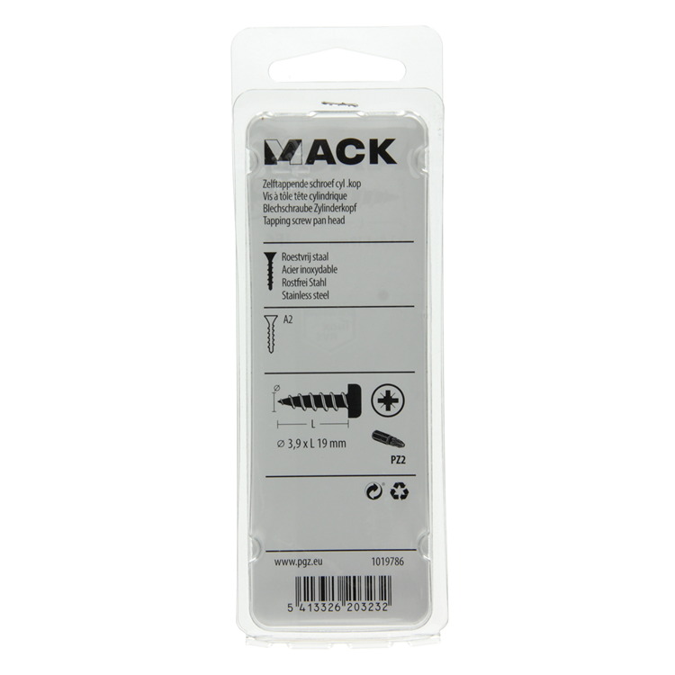 Load image into Gallery viewer, Mack 1019786 - zelftappende schroef cyl.kop a2 10 st 3,9 x 19 mm | 10 stuks