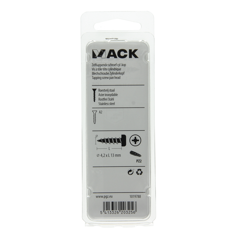 Load image into Gallery viewer, Mack 1019788 - zelftappende schroef cyl.kop a2 12 st 4,2 x 13 mm | 10 stuks