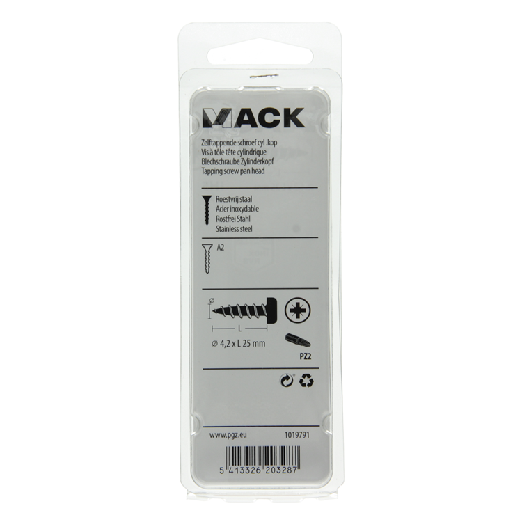 Load image into Gallery viewer, Mack 1019791 - zelftappende schroef cyl.kop a2 9 st 4,2 x 25 mm | 10 stuks