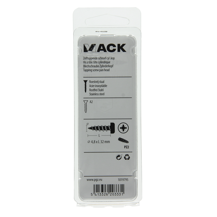 Load image into Gallery viewer, Mack 1019795 - zelftappende schroef cyl.kop a2 7 st 4,8 x 32 mm | 10 stuks