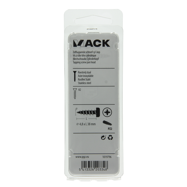 Load image into Gallery viewer, Mack 1019796 - zelftappende schroef cyl.kop a2 6 st 4,8 x 38 mm | 10 stuks