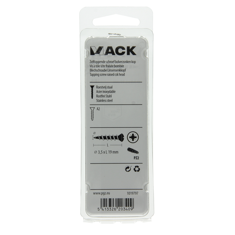 Load image into Gallery viewer, Mack 1019797 - zelftappende schroef bolvz.kopa2 12st 3,5 x 19 mm | 10 stuks