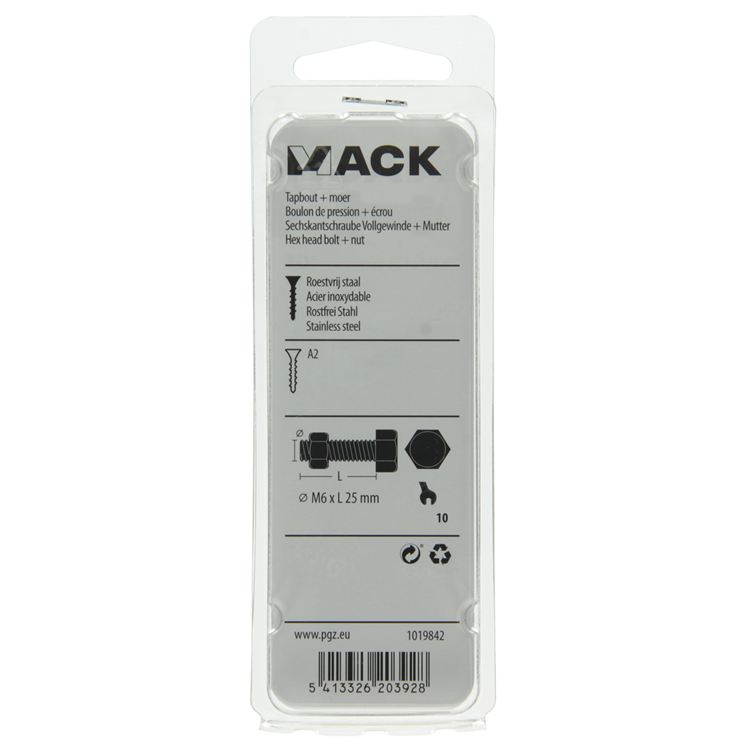 Load image into Gallery viewer, Mack 1019842 - tapbout + moer roestvrijstaal 5 st m6x25 | 10 stuks