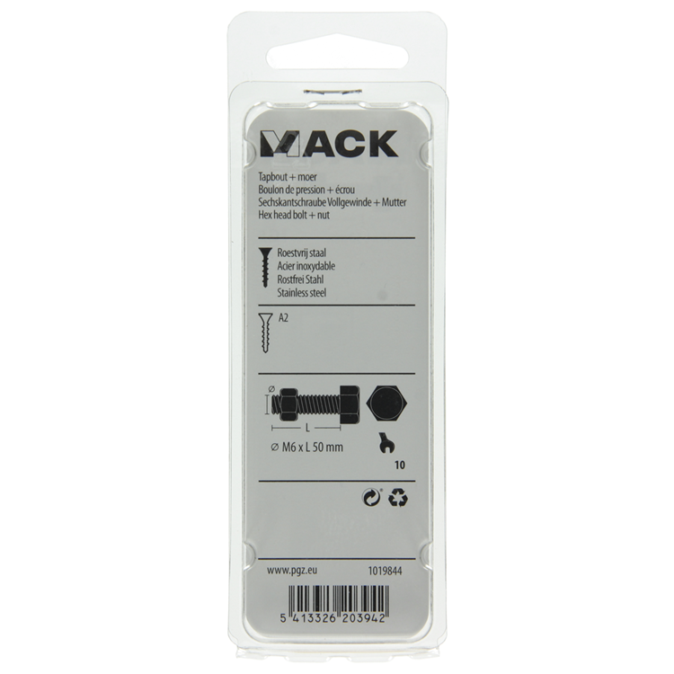 Load image into Gallery viewer, Mack 1019844 - tapbout + moer roestvrijstaal 3 st m6x50 | 10 stuks