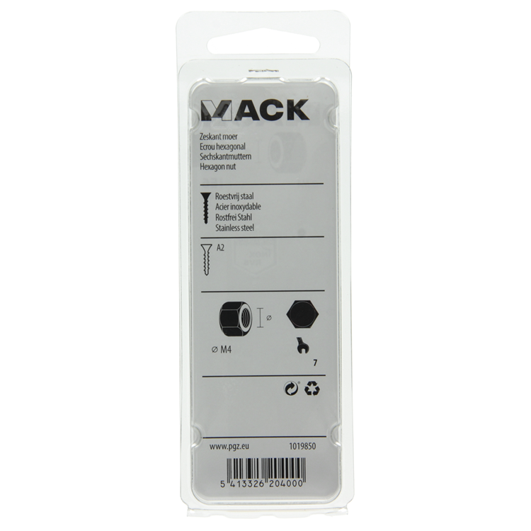 Afbeelding laden in galerijviewer, Mack 1019850 - zeskantmoer inox a2 18 st m4 | 10 stuks