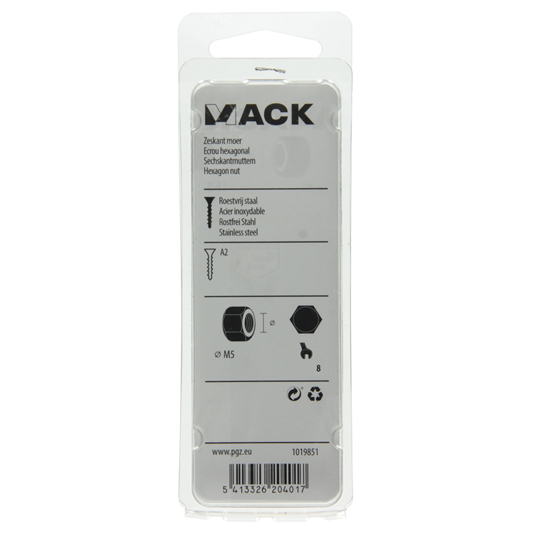 Load image into Gallery viewer, Mack 1019851 - zeskantmoer inox a2 16 st m5 | 10 stuks