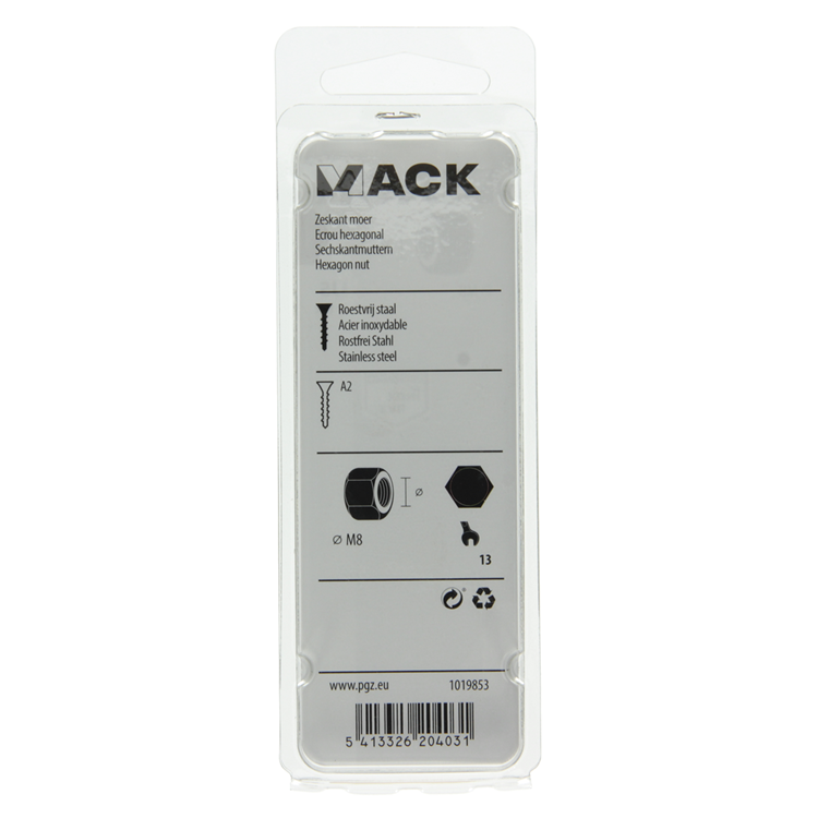 Load image into Gallery viewer, Mack 1019853 - zeskantmoer inox a2 8 st m8 | 10 stuks