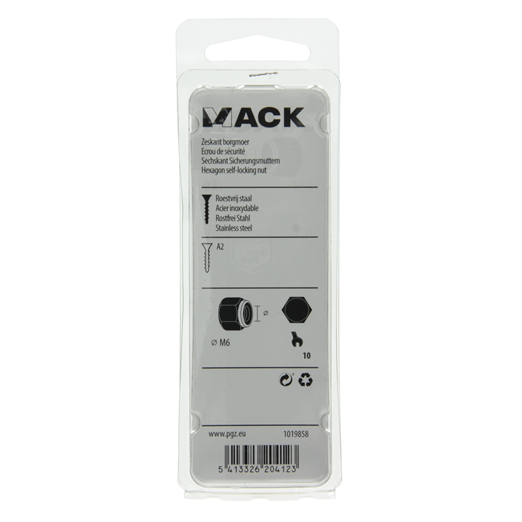 Load image into Gallery viewer, Mack 1019858 - zeskant borgmoer inox a2 6 st m 6 | 10 stuks