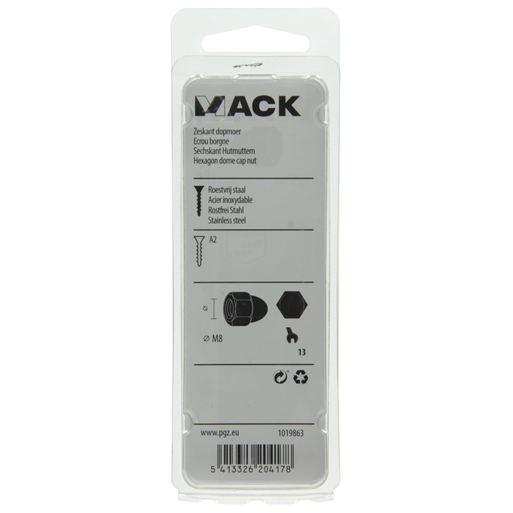Load image into Gallery viewer, Mack 1019863 - zeskant dopmoer inox a2 2st m8 | 10 stuks