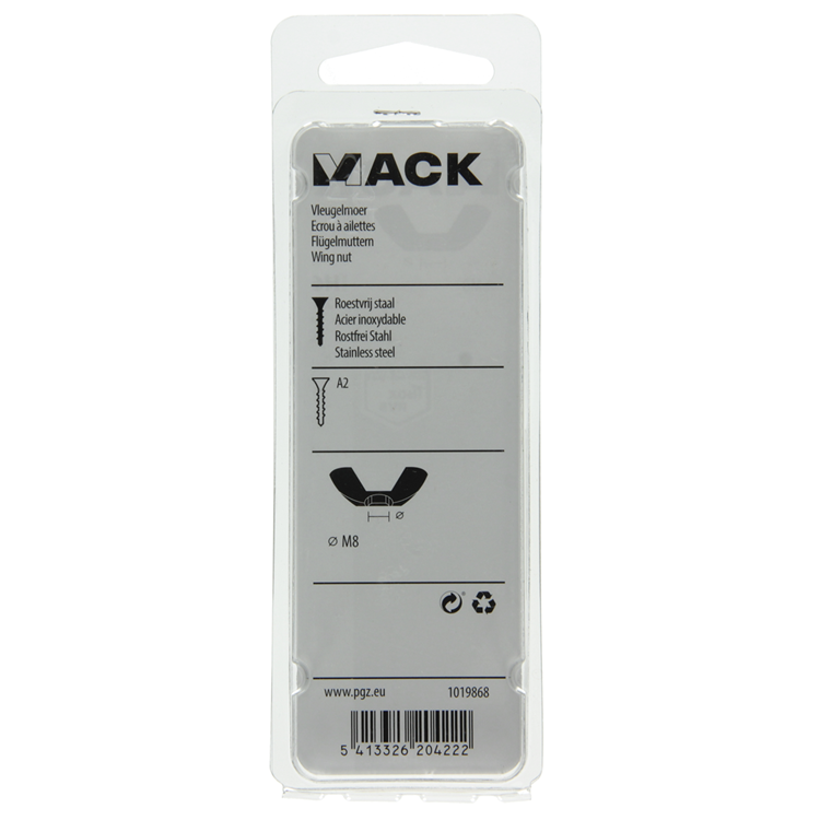 Afbeelding laden in galerijviewer, Mack 1019868 - vleugelmoer inox a2 2 st m8 | 10 stuks