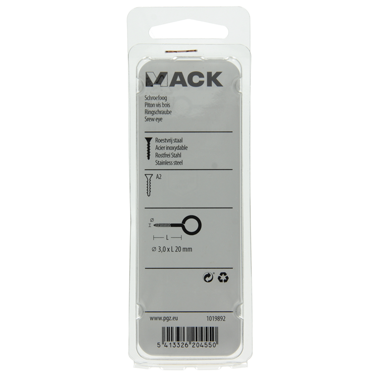 Load image into Gallery viewer, Mack 1019892 - schroefoog roestvrijstaal 2 st 3,0 x 20 mm | 10 stuks
