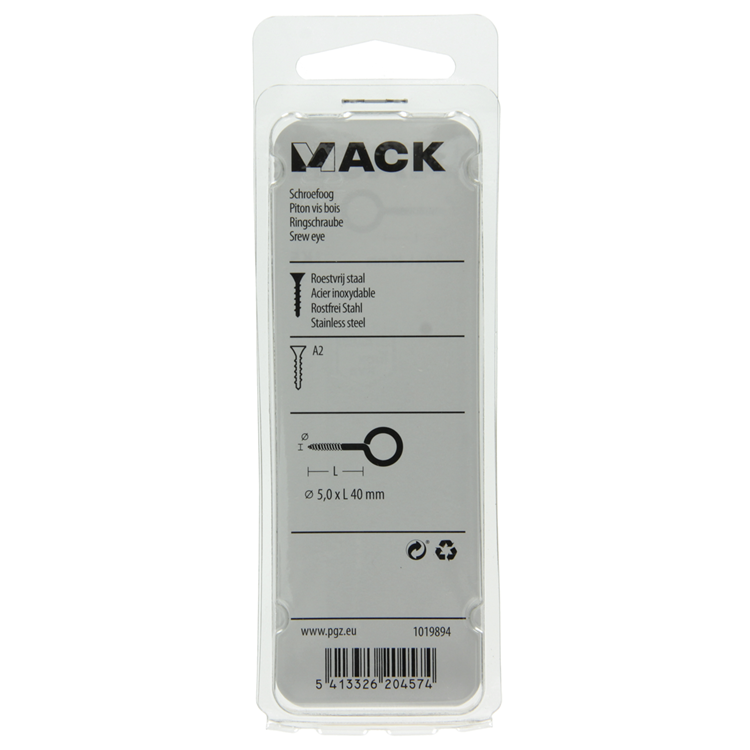 Load image into Gallery viewer, Mack 1019894 - schroefoog roestvrijstaal 2 st 5,0x40 mm | 10 stuks