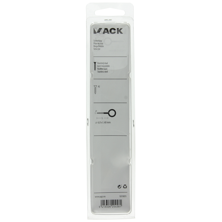 Load image into Gallery viewer, Mack 1019895 - schroefoog roestvrijstaal 1 st6,0x60 mm | 5 stuks