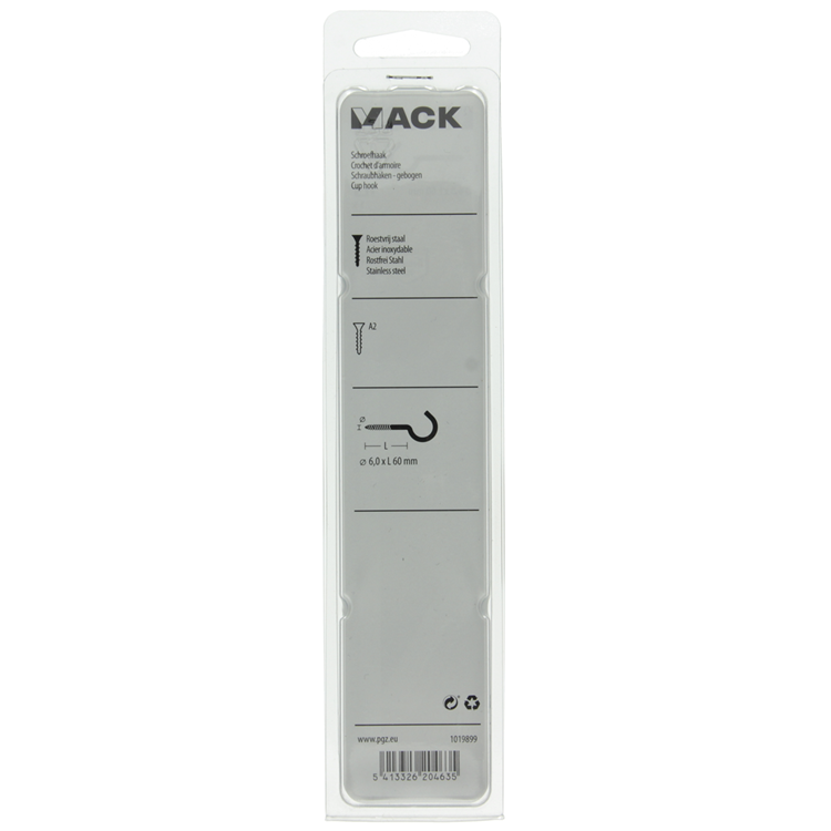 Load image into Gallery viewer, Mack 1019899 - schroefhaak roestvrijstaal 1 st 6,0x60 mm | 5 stuks