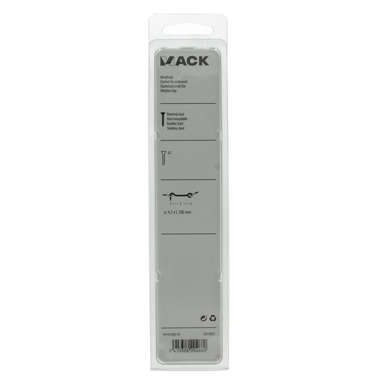 Load image into Gallery viewer, Mack 1019903 - windhaak roestvrijstaal 1 st 4,5 x 100mm | 5 stuks