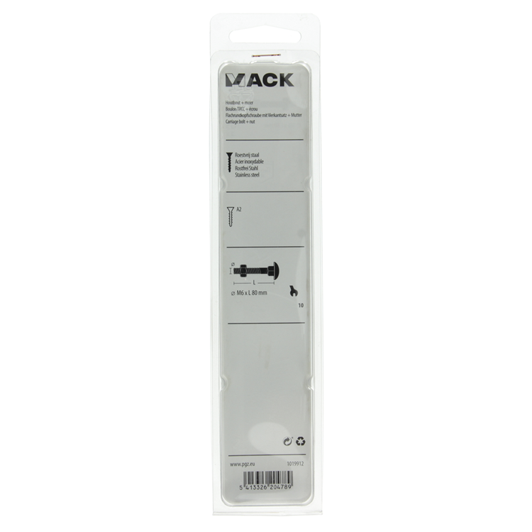 Load image into Gallery viewer, Mack 1019912 - houtbout + moer roestvrijstaal 2 st m6 x 80 mm | 5 stuks