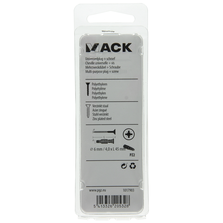 Load image into Gallery viewer, Mack 1017903 - universeelplug + schroef polyeth12 st 6mm 4,0x45mm | 5 stuks