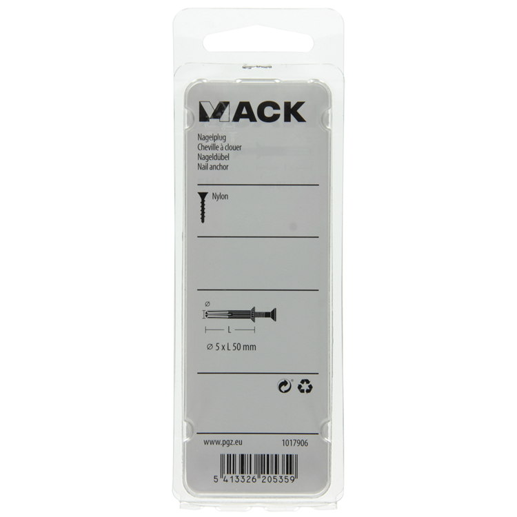 Load image into Gallery viewer, Mack 1017906 - nylon nagelplug polyamide 16 st 5 x 50 mm | 5 stuks