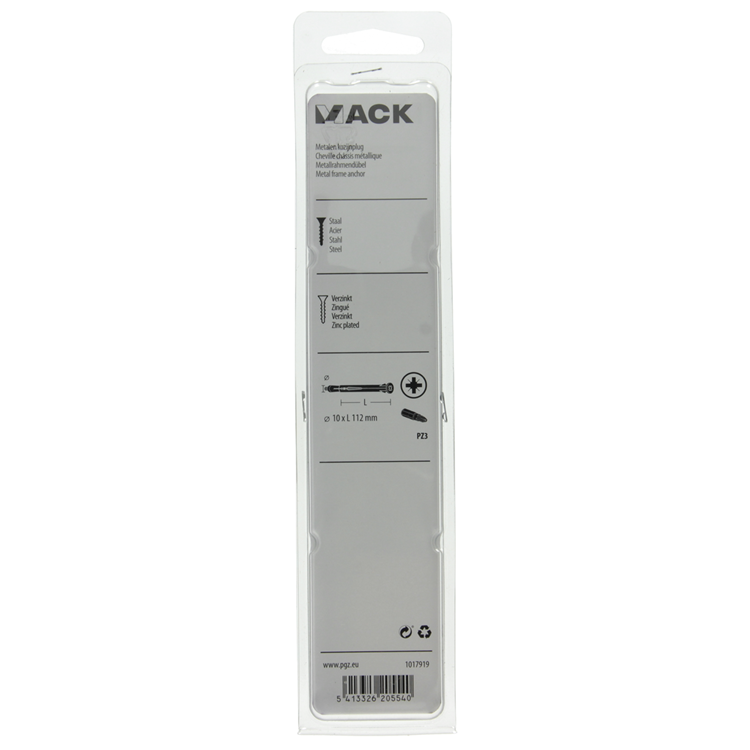 Load image into Gallery viewer, Mack 1017919 - metalen kozijnplug staal verzinkt 4 st 10 x 112 mm | 5 stuks