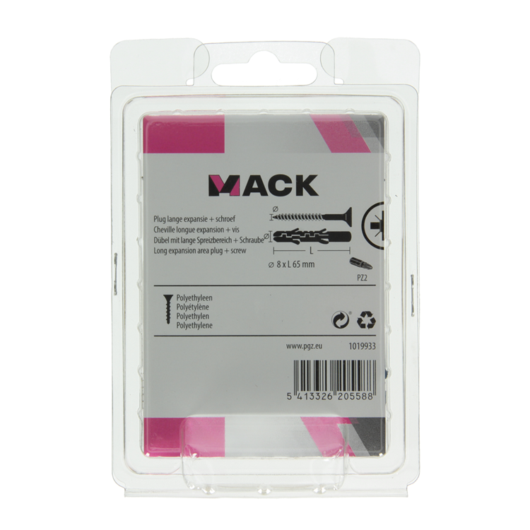 Load image into Gallery viewer, Mack 1019933 - plug lange exp.polyeth. + schr. 5x80 8 st 8 x 65 mm | 5 stuks