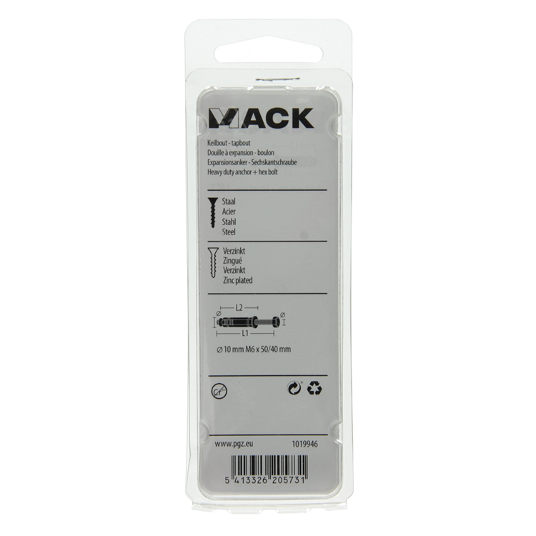Load image into Gallery viewer, Mack 1019946 - keilbout 6-kant bout verzinkt 4 st m6x50 | 10 stuks