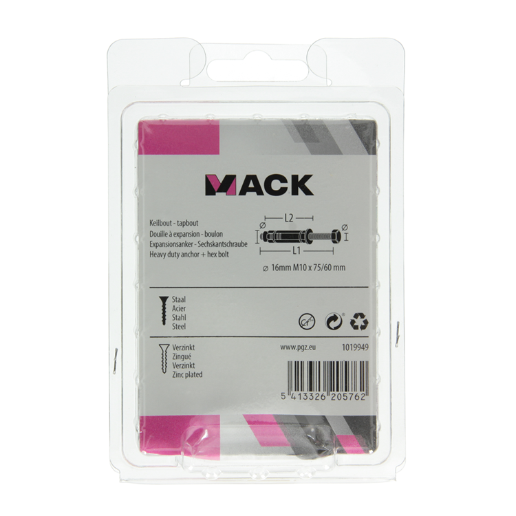 Load image into Gallery viewer, Mack 1019949 - keilbout 6-kant bout verzinkt 2 st m10 x 75 mm | 5 stuks