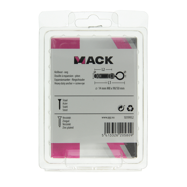 Load image into Gallery viewer, Mack 1019952 - keilbout schroefoog verzinkt2 st m8x90 14x50 | 5 stuks