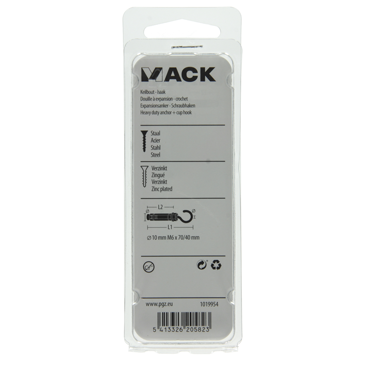Load image into Gallery viewer, Mack 1019954 - keilbout schroefhaak verzinkt 2 st m6x70 10x40 | 5 stuks