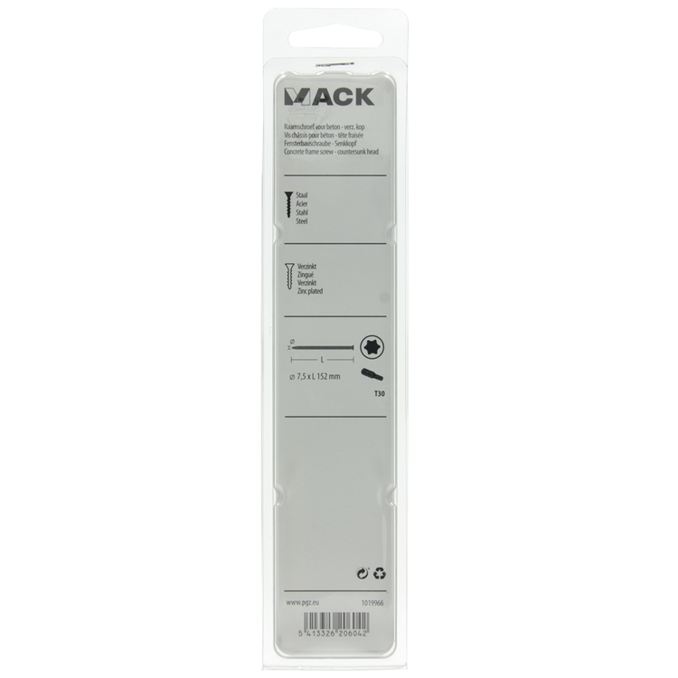 Load image into Gallery viewer, Mack 1019966 - beton raamschroef verzinkt vz kop 4 st 7,5 x 152 mm | 5 stuks