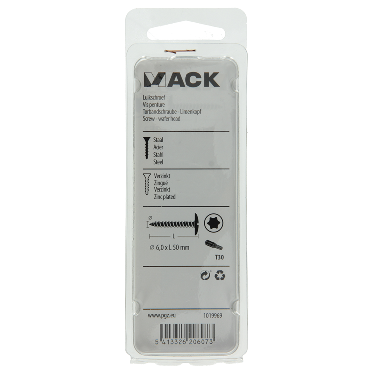 Load image into Gallery viewer, Mack 1019969 - luikschroef zwart 6,0 x 50 mm 7st | 5 stuks