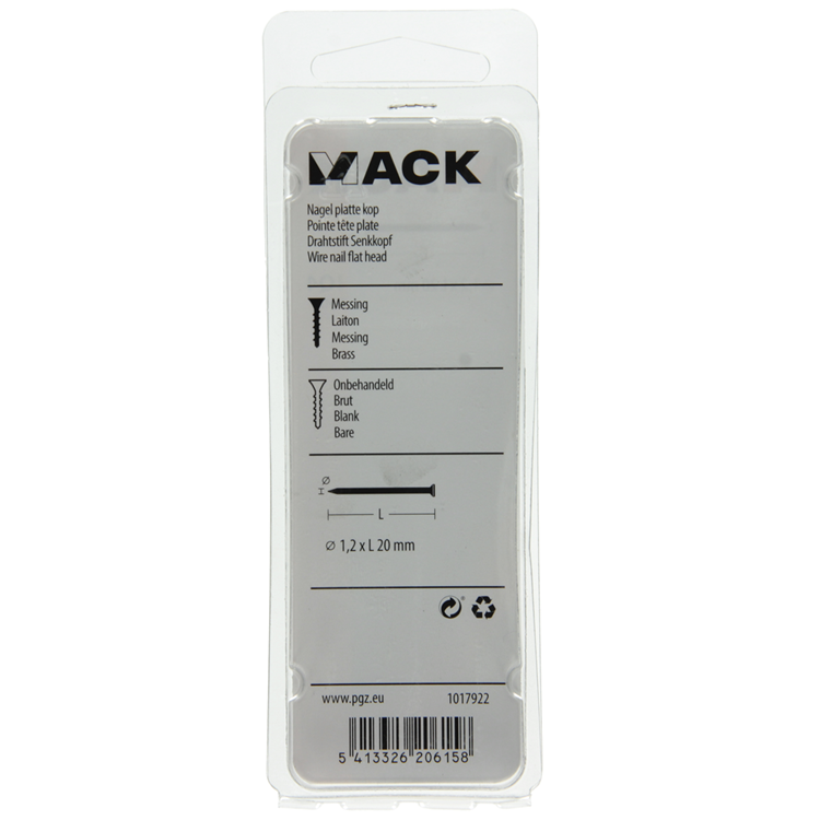 Load image into Gallery viewer, Mack 1017922 - nagel platte kop messing 100gr1,2 x 20 mm | 5 stuks