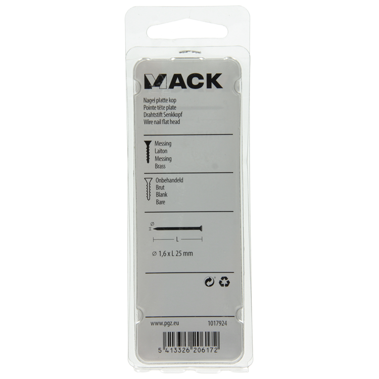 Load image into Gallery viewer, Mack 1017924 - nagel platte kop messing 100gr1,6 x 25 mm | 5 stuks