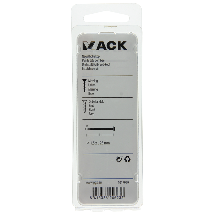 Load image into Gallery viewer, Mack 1017929 - nagel bolle kop messing 100 gr1,5 x 25 mm | 5 stuks