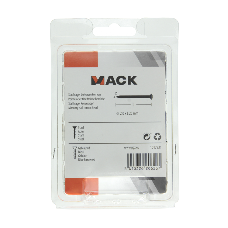Load image into Gallery viewer, Mack 1017931 - staalnagel bvk staal geblauwd 150 gr 2,0 x 25 mm | 5 stuks