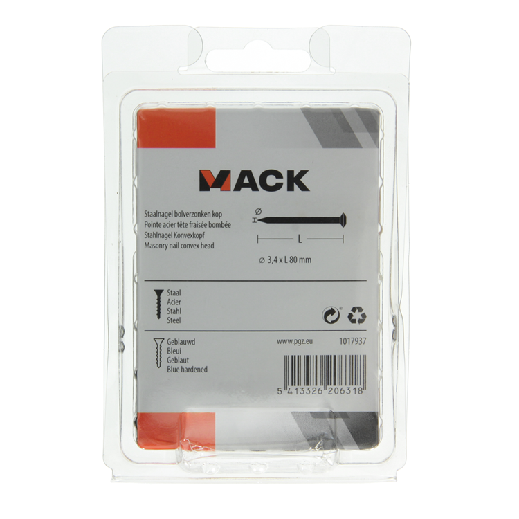 Load image into Gallery viewer, Mack 1017937 - staalnagel bvk staal geblauwd 200 gr 3,4 x 80 mm | 5 stuks