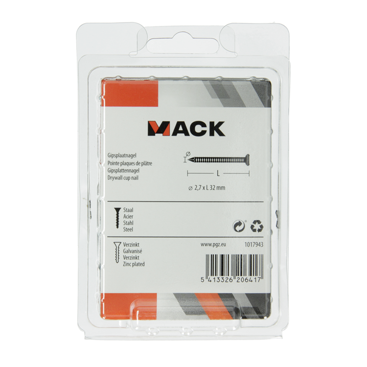 Load image into Gallery viewer, Mack 1017943 - gipsplaatnagel staal verzinkt 250 gr 2,7 x 32 mm | 5 stuks