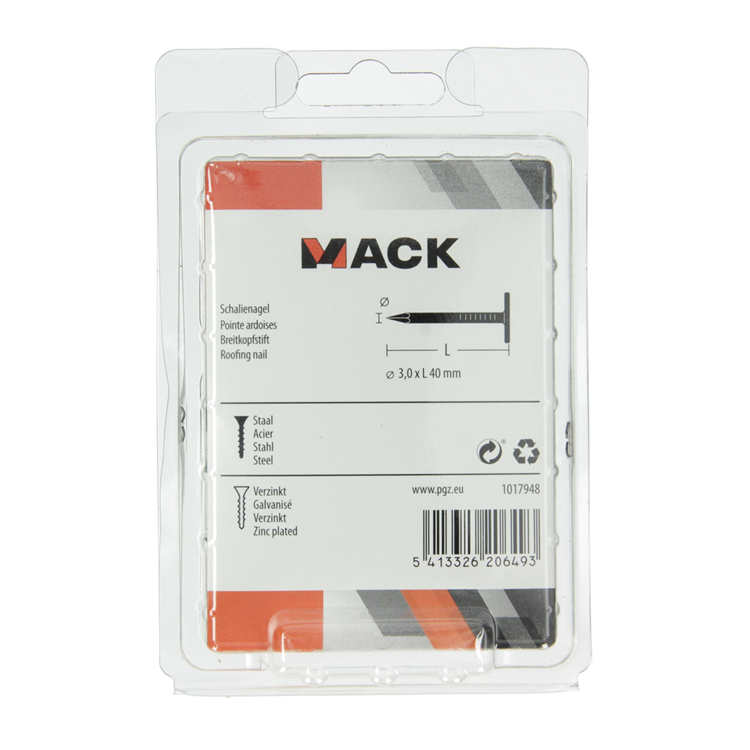 Load image into Gallery viewer, Mack 1017948 - schalienagel staal verzinkt 250 gr 3,0 x 40 mm | 5 stuks