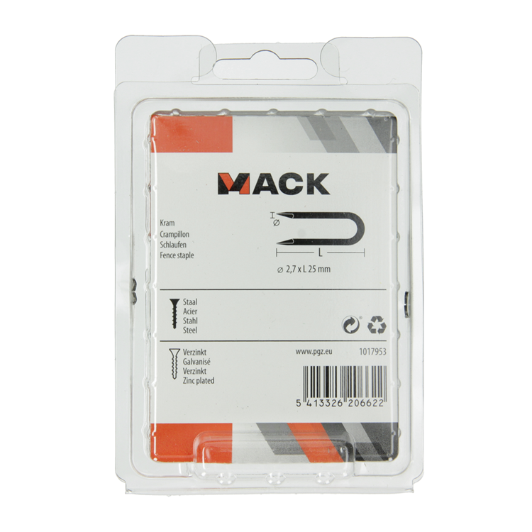 Load image into Gallery viewer, Mack 1017953 - kram staal verzinkt 250 gr 2,7 x 25 mm | 5 stuks