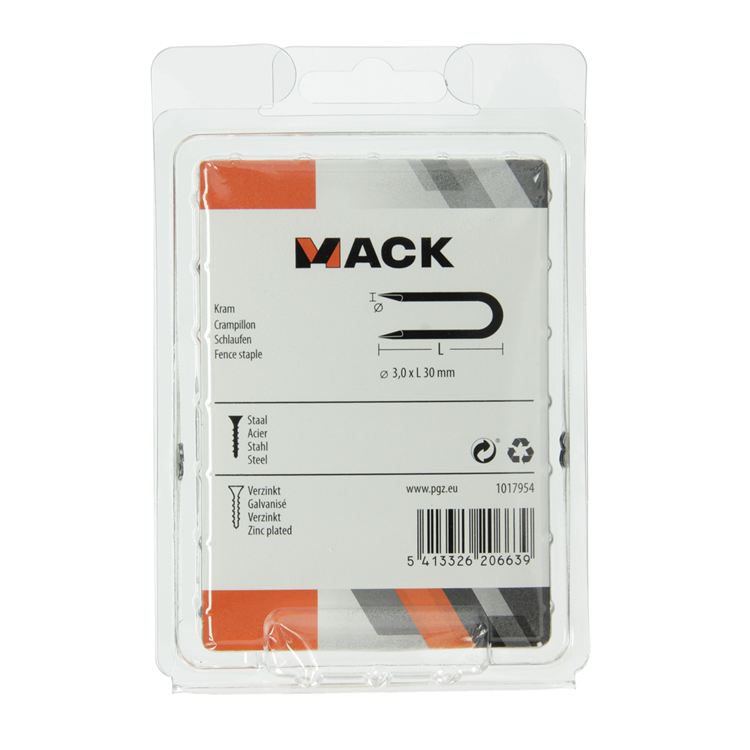 Load image into Gallery viewer, Mack 1017954 - kram staal verzinkt 250 gr 3,0 x 30 mm | 5 stuks