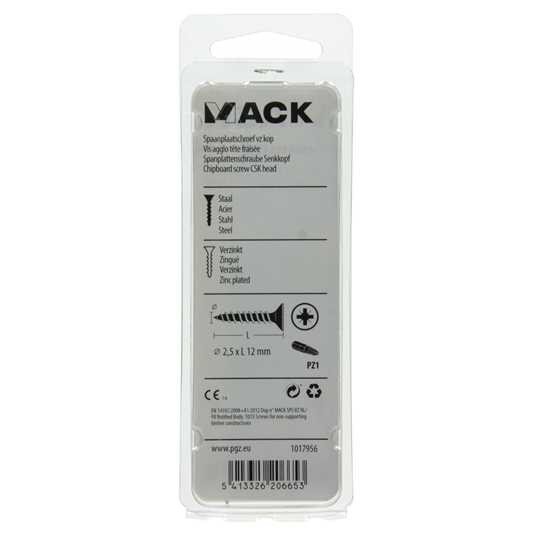 Load image into Gallery viewer, Mack 1017956 - spaanplaatschroef vz kop geelverz.200st 2,5 x 12 mm | 10 stuks