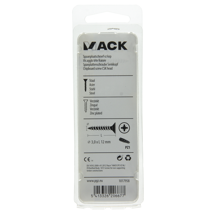 Load image into Gallery viewer, Mack 1017958 - spaanplaatschroef vz kop geelverz 200st 3,0 x 12 mm | 10 stuks