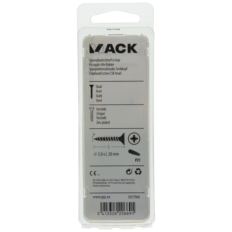 Load image into Gallery viewer, Mack 1017960 - spaanplaatschroef vz kop geelverz 175st 3,0 x 20 mm | 5 stuks