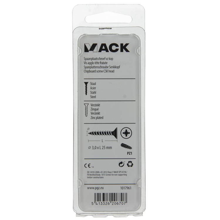 Load image into Gallery viewer, Mack 1017961 - spaanplaatschroef vz kop geelverz 100st 3,0 x 25 mm | 5 stuks