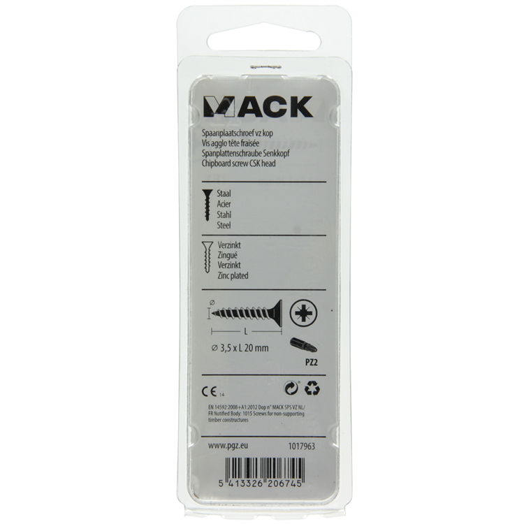 Load image into Gallery viewer, Mack 1017963 - spaanplaatschroef vz kop geelverz 100st 3,5 x 20 mm | 5 stuks