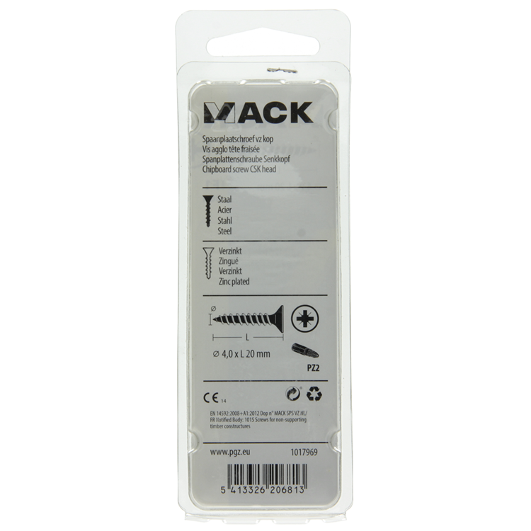 Load image into Gallery viewer, Mack 1017969 - spaanplaatschroef vz kop geelverz. 80st 4,0 x 20 mm | 5 stuks